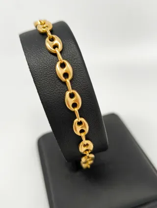Pulsera Oro 18kt eslabones grano café/calabrote
