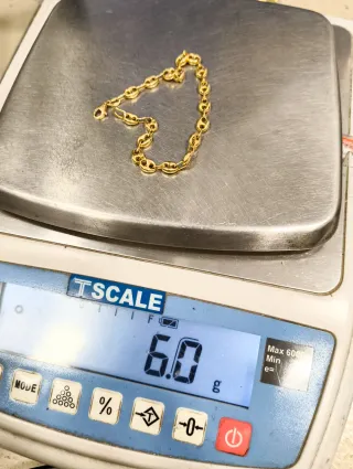 Pulsera Oro 18kt eslabones grano café/calabrote