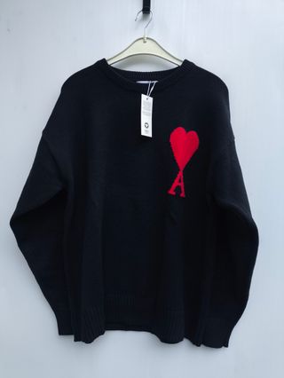 Jersey Ami Paris Corazón Rojo Negro