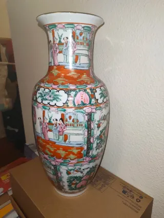 Jarrón Porcelana Asiático Multicolor