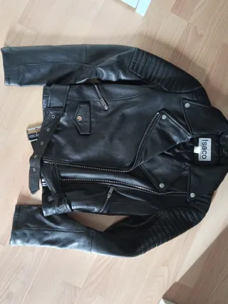Chaqueta de piel Isaco negra