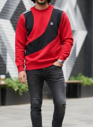 Sudadera Adidas Vintage Roja y Negra Vintage