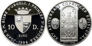 Moneda Andorra 1996 XXV Aniversario Episcopal