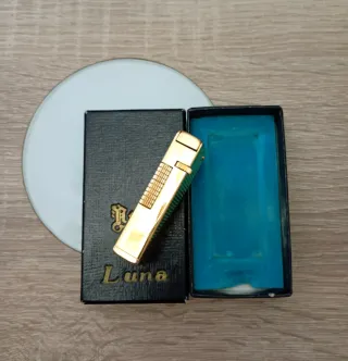 Encendedor Luna Gas Chapado Oro Coleccionable