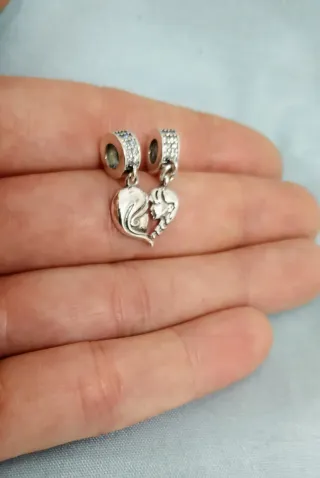 Charm Madre Hija Corazón Pulsera Pandora o collar