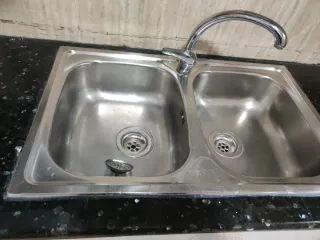 Fregadero cocina inox 2 senos con grifo