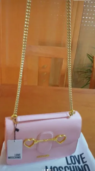 Bolso Love Moschino Rosa Corazón Dorado