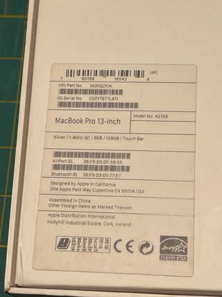MacBook Pro A2159 para piezas