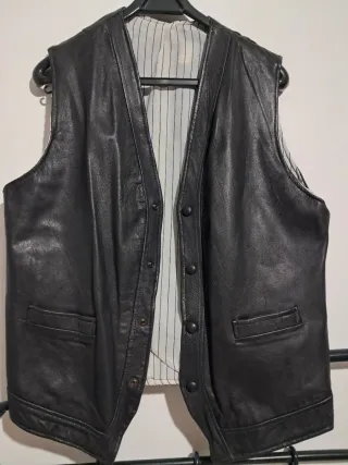Chaleco Cuero Vintage Hombre T L/XL