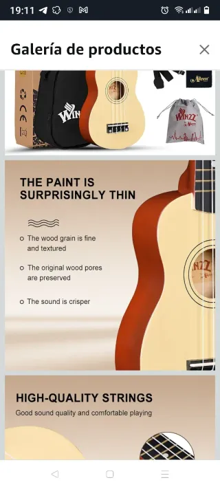 WINZZ Ukelele soprano Set completo Madera