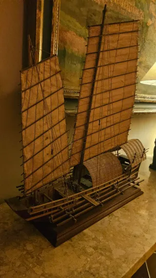 Maqueta Barco Madera Artesanal 57alto58largo21anch