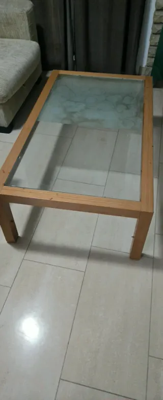 Mesa de centro madera y cristal