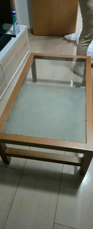 Mesa de centro madera y cristal