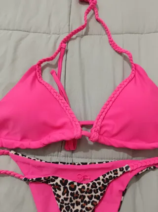 Bikini Tanga Rosa con Estampado Animal Print