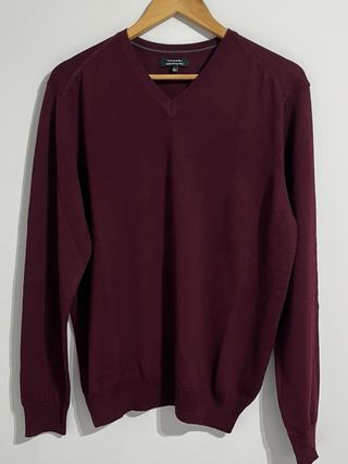 Jersey Tahari V-Neck Rojo Talla L