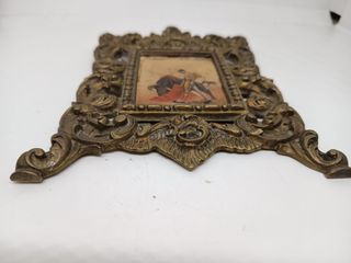 Miniatura pintura al óleo con marco de bronce