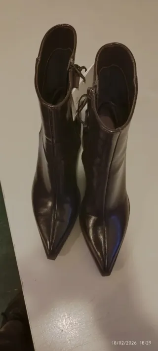 Botines Zara Piel Marrón Talla 37