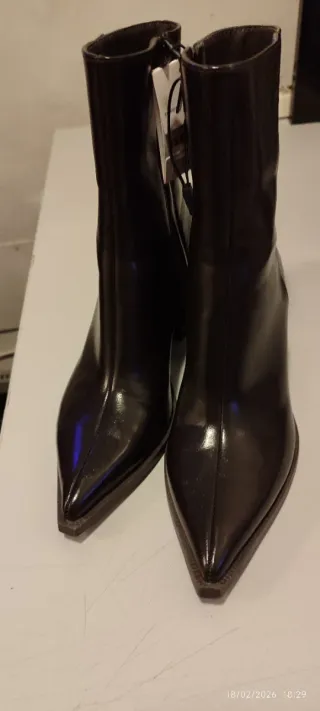 Botines Zara Piel Marrón Talla 37