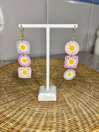Pendientes crochet florales