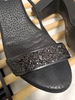 Sandalias negras con brillo Leather Shoes T40