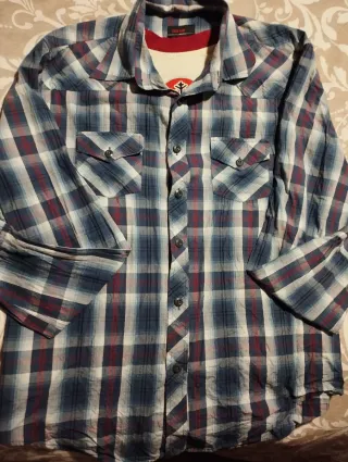 Camisa Zara Man cuadros azul y rojo