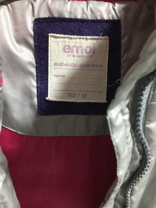 Chaleco acolchado niña gris y fucsia