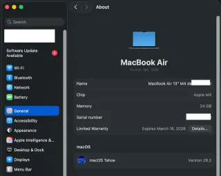 Apple MacBook Air 13.6" M4 24GB/1TB + Monitor Dell