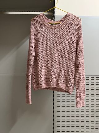 Jersey rosa de punto calado