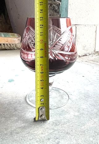 Juego copas cristal tallado color amatista + bol a