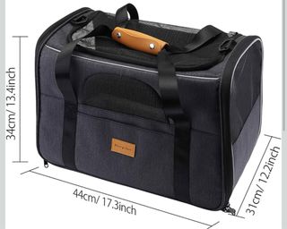 Transportín Perro Gato Negro, Azul y Gris.