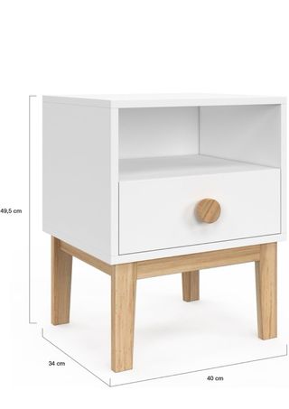 Mesita Noche Infantil Madera Blanca
