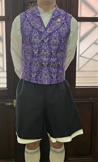 Chaleco fallero cruzado morado y plata talla 44