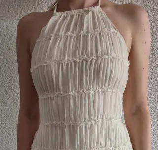 Vestido Largo Texturizado Blanco Talla S