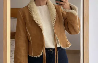 Chaqueta vintage ante y borreguito Talla S