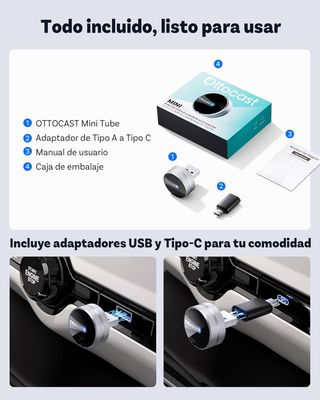 Ottocast Mini Tube CarPlay Adaptador Inalámbrico