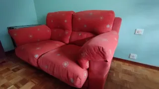 Sofá 2 plazas tela anaranjada