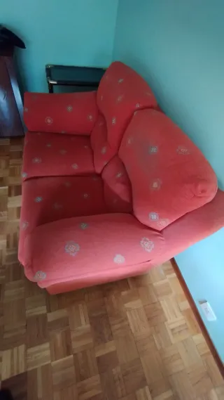 Sofá 2 plazas tela anaranjada