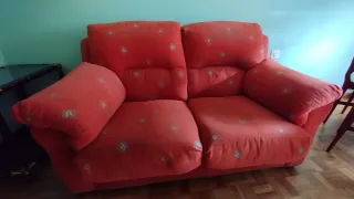 Sofá 2 plazas tela anaranjada