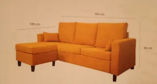 Sofá Chaise Longue Amarillo Tela 185 cm