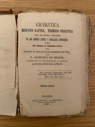 Gramática Latina Raimundo de Miguel 1881
