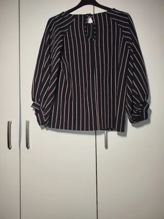 Completo elegante donna blusa + pantalone righe