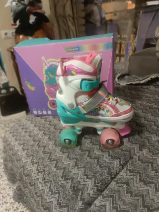 Patines 4 ruedas niña Talla 30-33 Unicornio