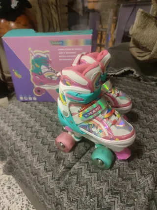 Patines 4 ruedas niña Talla 30-33 Unicornio