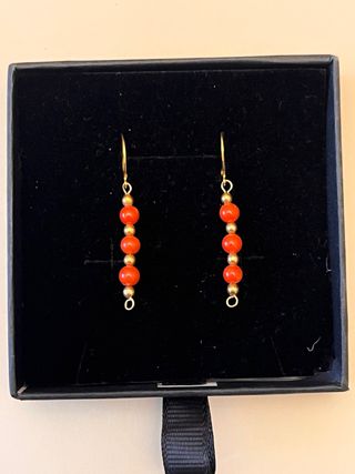 Pendientes vintage coral rojo genuino y auténtico