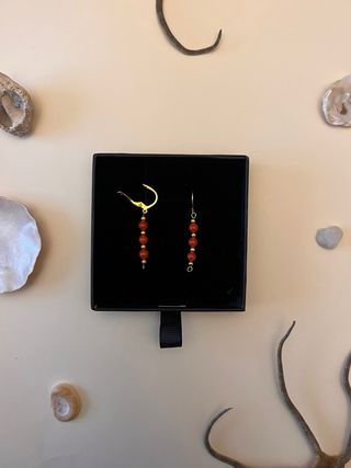 Pendientes vintage coral rojo genuino y auténtico