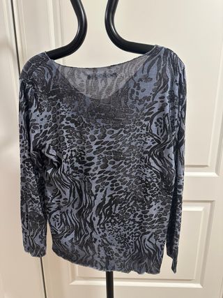 Camiseta manga larga animal print azul