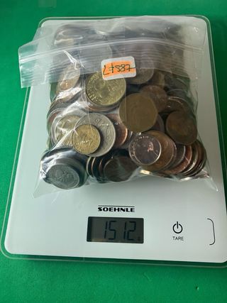 L#587 1,5 Kilos de monedas mundiales