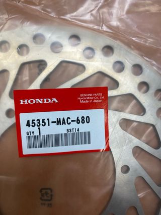 Disco Freno Delantero Honda CR 125 250 500