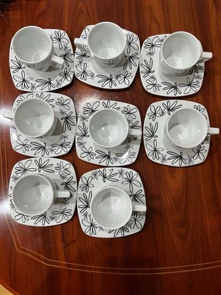 Juego de café flores cerámica