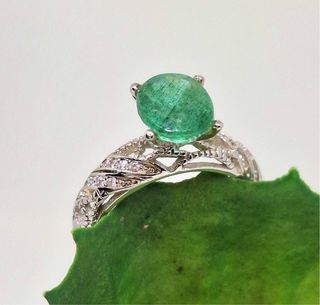 Anillo Plata 925 Esmeralda Natural 7x9mm